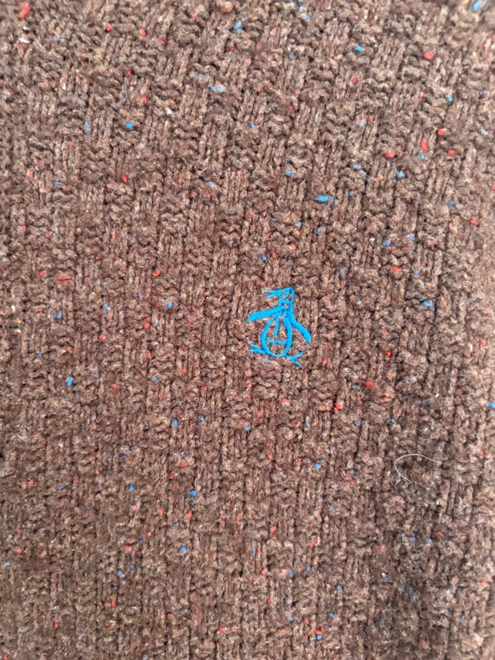 Vintage 90s - Textured Knit Hoodie Sweater - Penguin Munsingwear - Size L - Picture 5 of 6